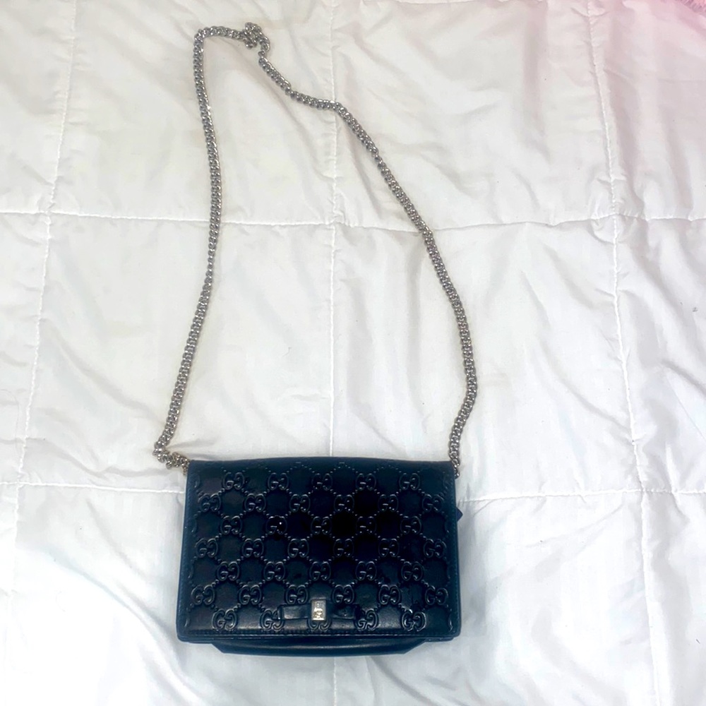 Gucci, black, wallet on a chain